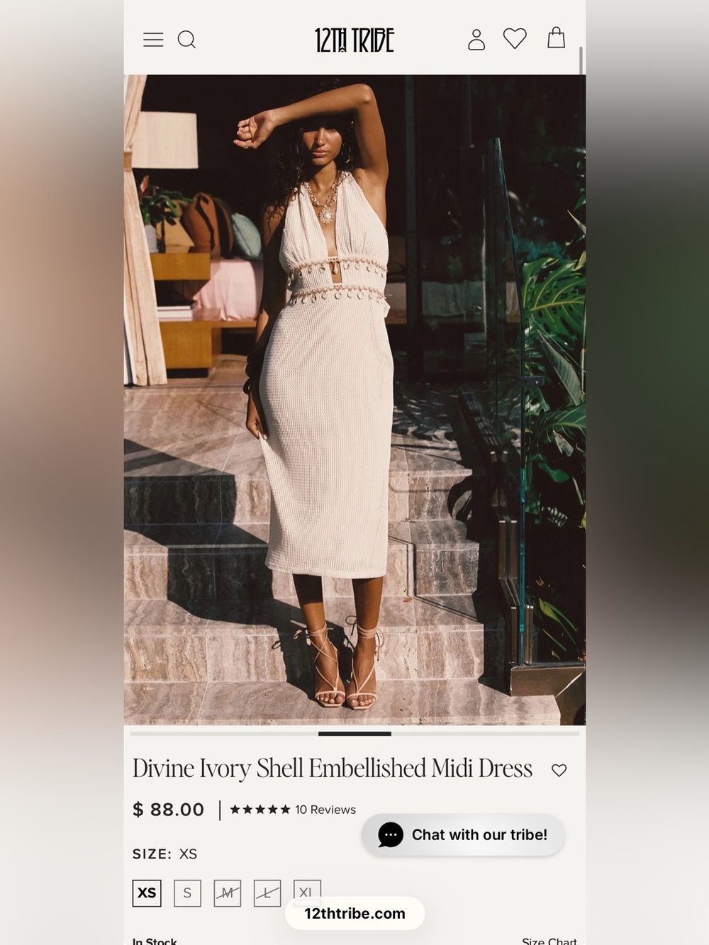 12th tribe Divine Ivory Shell Embellished Midi Dress - Picture 2 of 4